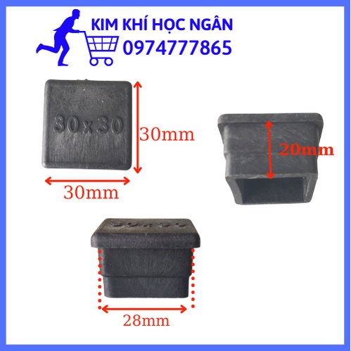 Combo 10 Chụp bịt cao su trong sắt hộp 30x30 Kimkhihocngan nút bịt đầu sắt hộp, cửa cổng sắt