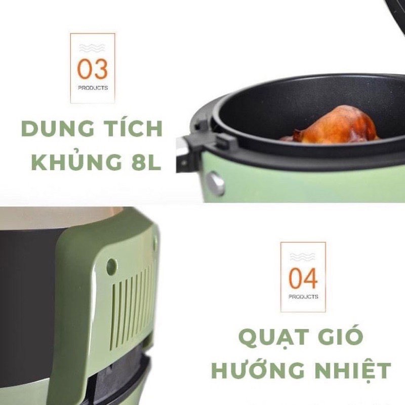 Nồi Chiên Không Dầu Dung Tích 8 Lít Bảo Hành 12 Tháng [Hàng Chính Hãng]