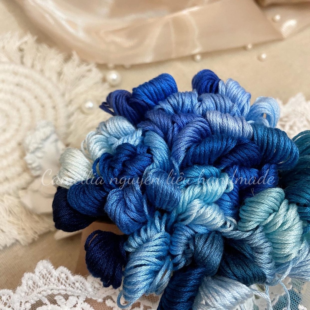 Set Chỉ Thêu Airo Tông Xanh Dương, Chỉ Thêu Cotton Chính Hãng Chất Lượng Giá Rẻ