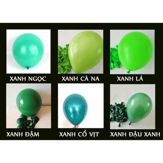Bong bóng tone màu xanh lá các loại 5 - 10 quả bóng