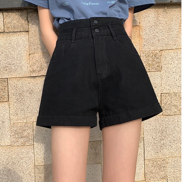 Quần Short Denim Ống Rộng Phong Cách Hàn Quốc Thời Trang Mùa Hè Dành Cho Nữ