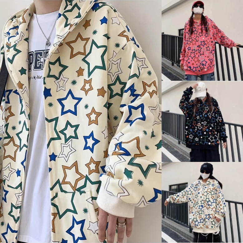 Áo hoodie Có Khóa Kéo In Hình Ngôi Sao Thời Trang Hàn Quốc Cho Nam