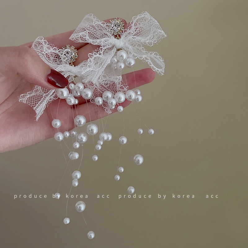 Bông Tai Bạc 925 Hình Nơ Đính Ngọc Trai Phong Cách Nhật Hàn Xinh Xắn Thời Trang