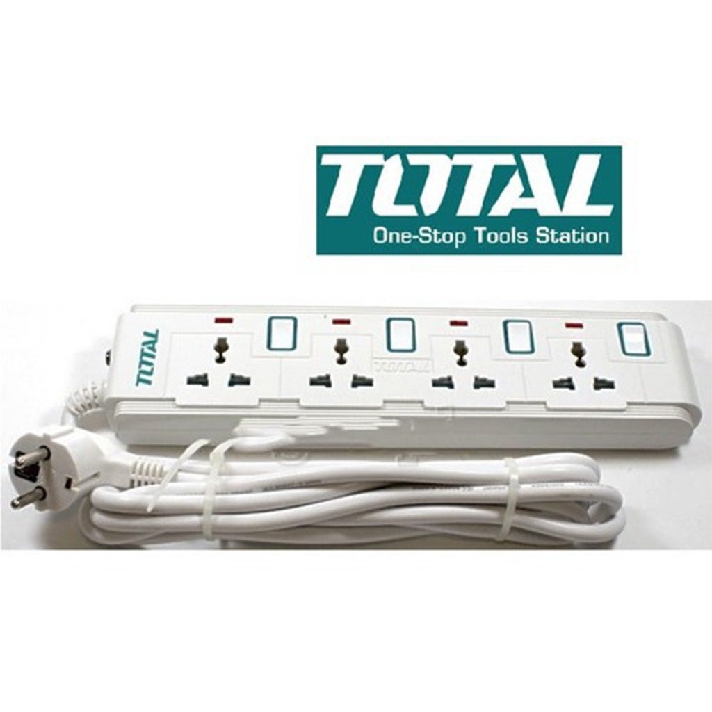 Ổ Cắm Điện Đa Năng TOTAL THES03041V 4 ổ cắm công tắc riêng 13A tải 3250W Dây đồng 3m chống cháy, quá tải, chống giật