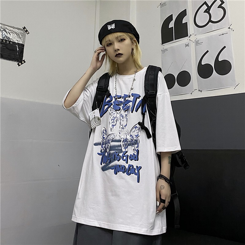 [Áo phông nữ form rộng tay lỡ] Áo thun tay lỡ unisex BUTTERFLY, Áo thun nữ form rộng đẹp màu trắng,đen chất cotton | BigBuy360 - bigbuy360.vn