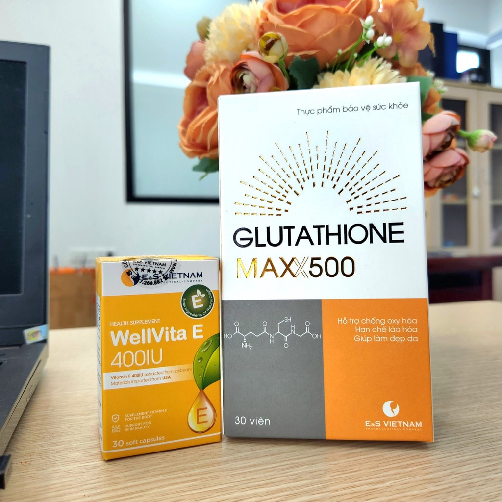 Combo Cải Thiện Tinh Trùng Dị Dạng Glutathione MAX 500 và Vitamin E 400IU - Hỗ Trợ Làm Sáng Da, Trắng Da