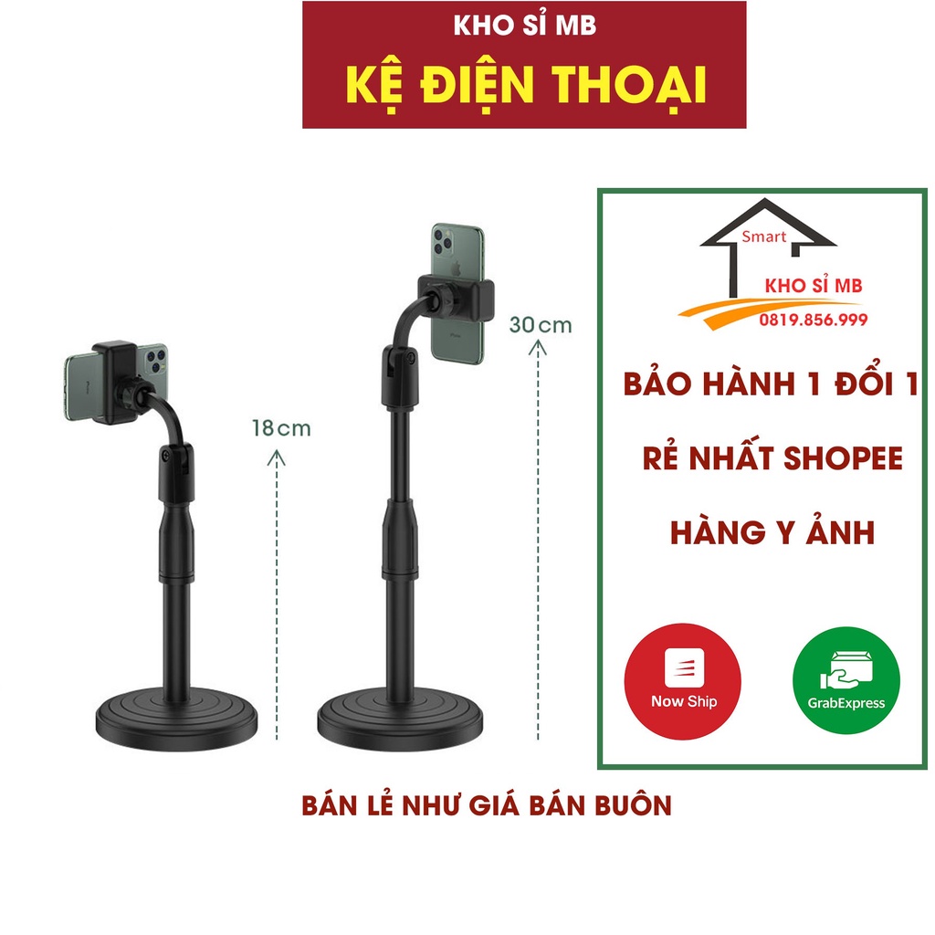 giá đỡ điện thoại để bàn, xoay 360 độ, kẹp điện thoại xem phim, livestream kho sỉ mb