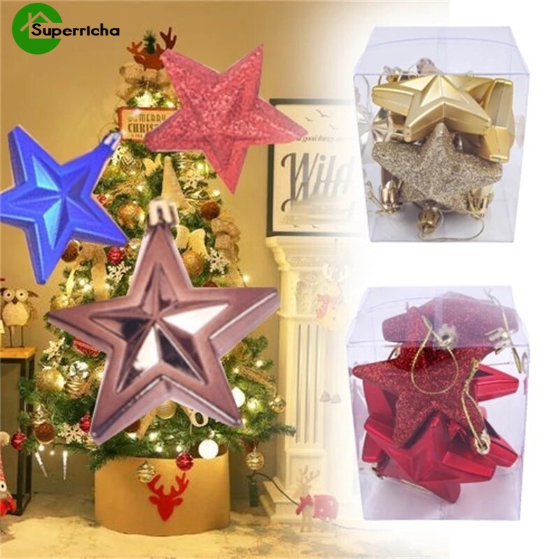 Set 6 ngôi sao đính kim tuyến trang trí cây thông noel