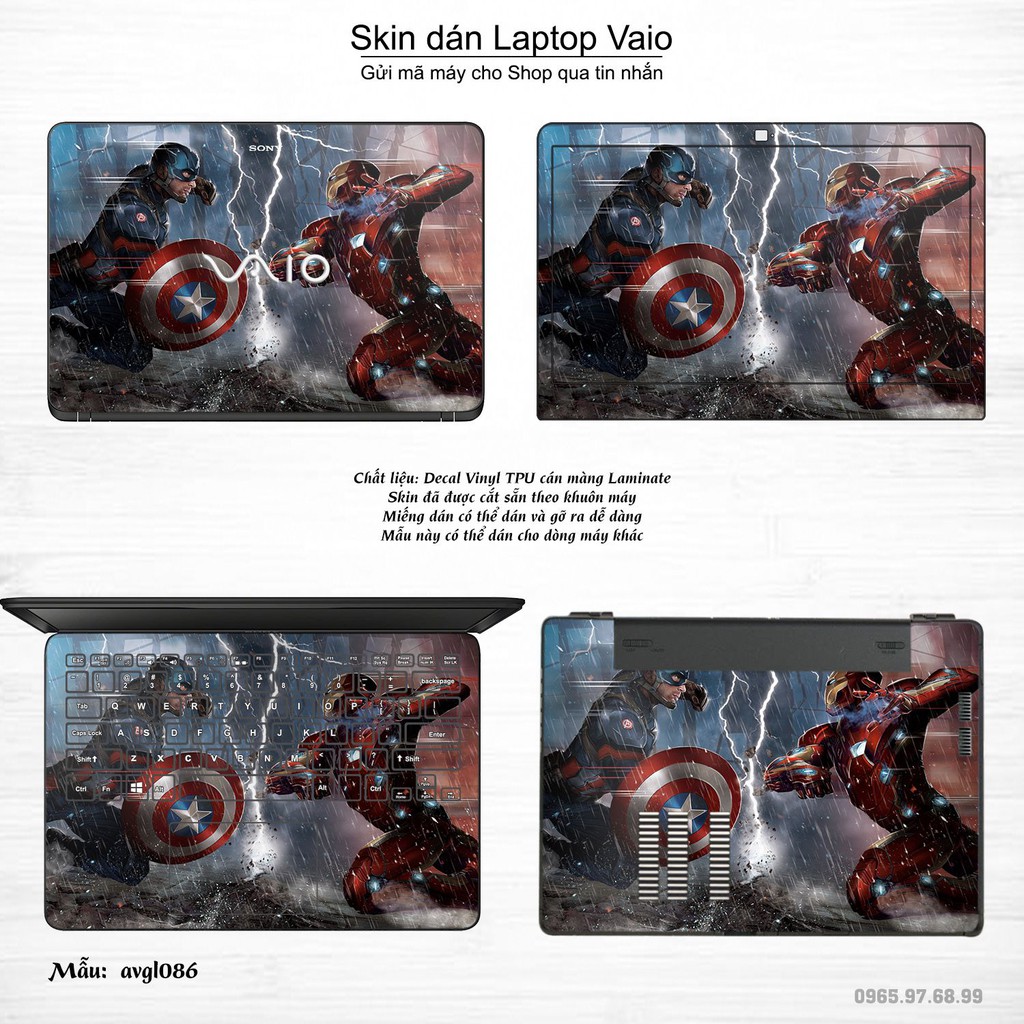 Skin dán Laptop Sony Vaio in hình Avenger _nhiều mẫu 4 (inbox mã máy cho Shop)