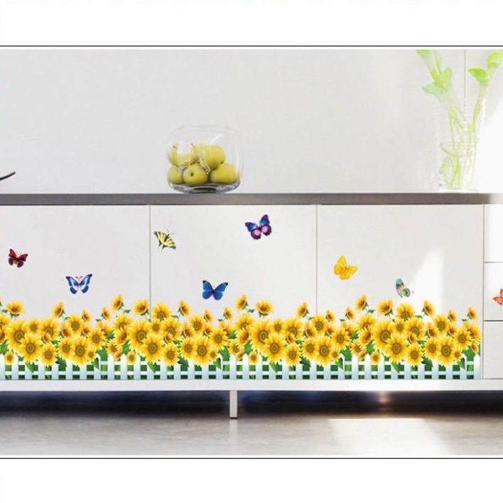 Decal dán chân tường HÀNG RÀO HOA HƯỚNG DƯƠNG Zooyoo