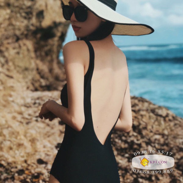 Bikini đi biển cao cấp khoét V lưng sâu sexy màu đen
