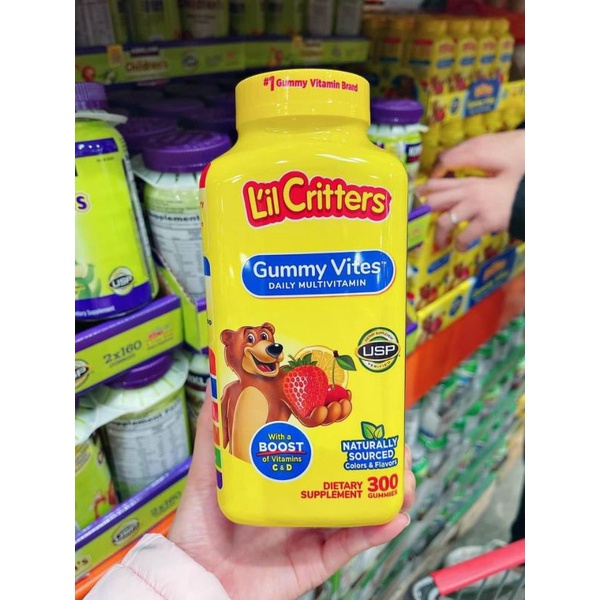 🎉🎉🎉KẸO DẺO BỔ SUNG VITAMIN L’IL CRITTERS GUMMY VITES - Kẹo Gấu Vitamin(Gunmy tổng hợp) 300v- DÀNH CHO TRẺ BIẾNG ĂN