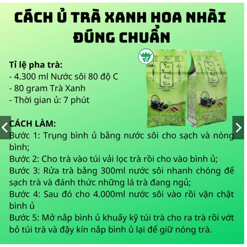 Trà Xanh Hương Hoa Nhài Gói 1kg Pha Trà Chanh, Trà Trái Cây, Trà Sữa Chuẩn Vị, Vốn Thấp Vua An Toàn/ Safe King