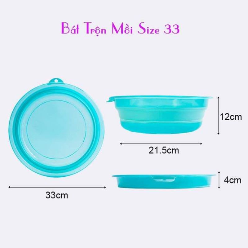 Thau trộn mồi silicon cao cấp có thể xếp gọn. chất liệu silicon, không bám bẩn, không mùi, có nhiều kích thước lựa chọn