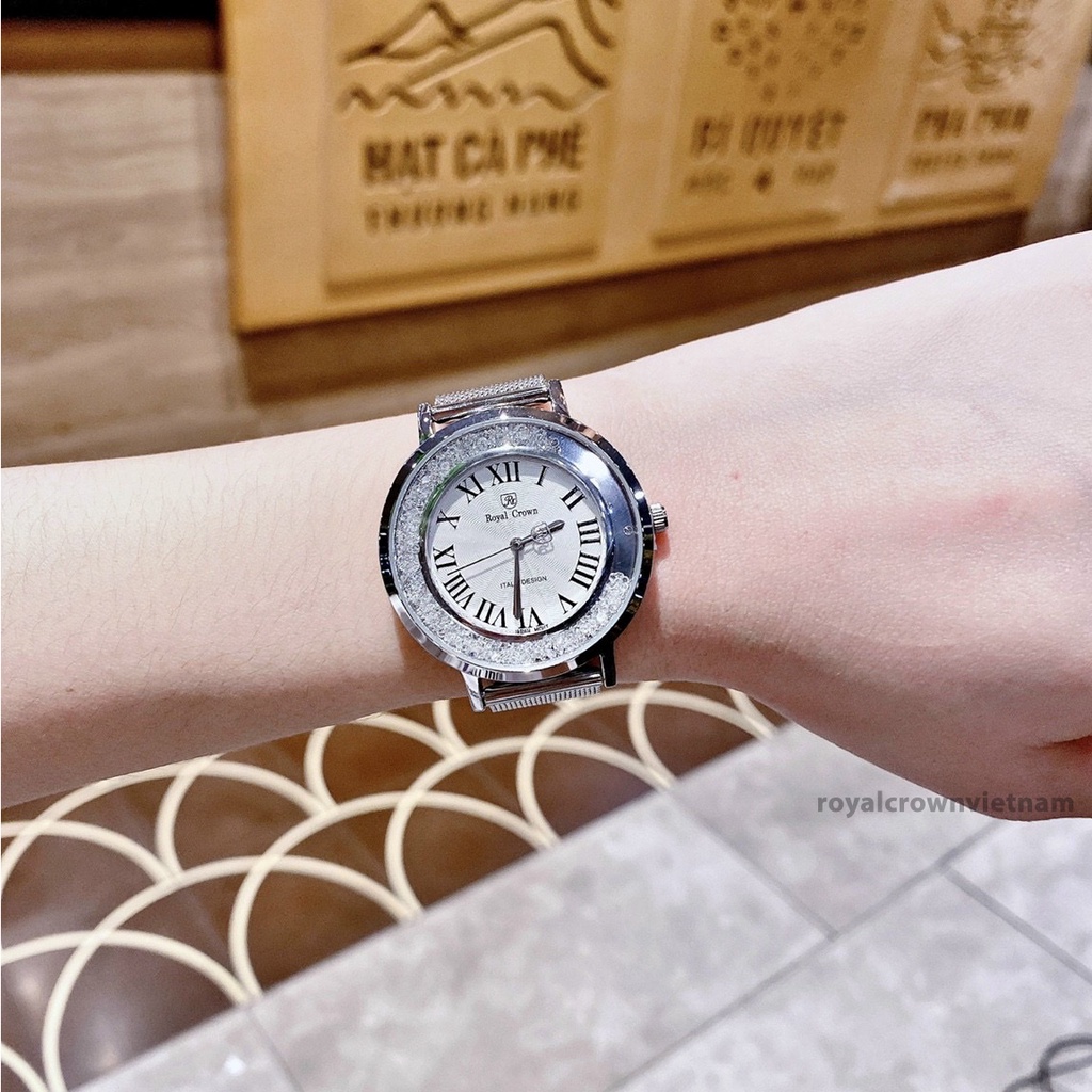 Đồng Hồ Nữ Chính Hãng Royal Crown 2611 Dây Thép Mềm Mại Ôm Tay