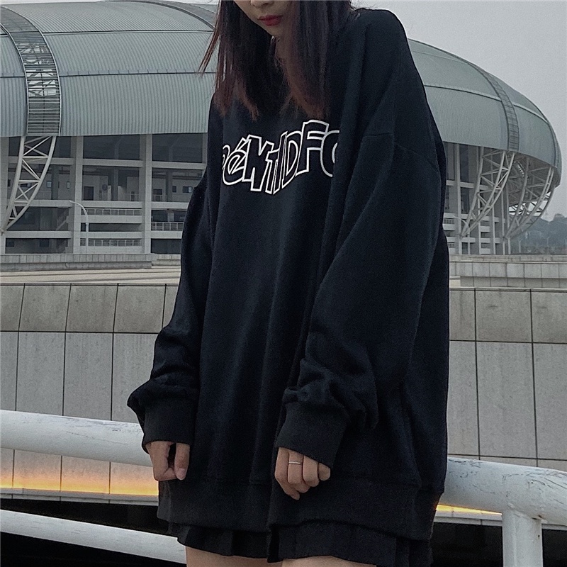 Áo Sweater nỉ mỏng waitmore in chữ Hàn Quốc. Nỉ ngoại dài tay form rộng Ulzzang siêu hot. Áo ulzzang thu đông nam nữ | BigBuy360 - bigbuy360.vn