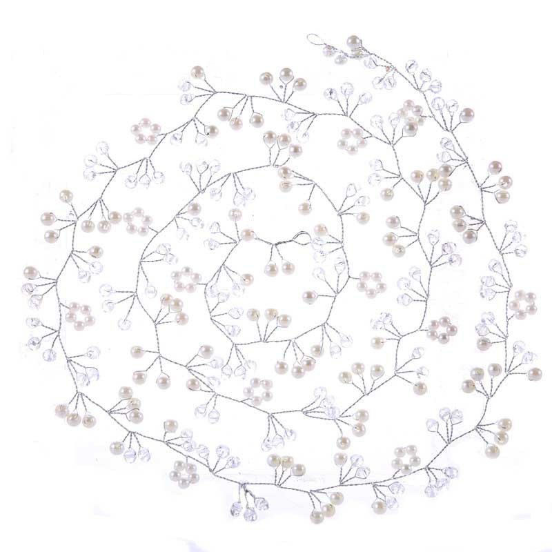 Vòng hoa đeo đầu đính hạt màu trắng dài 45 &quot; cho cô dâu