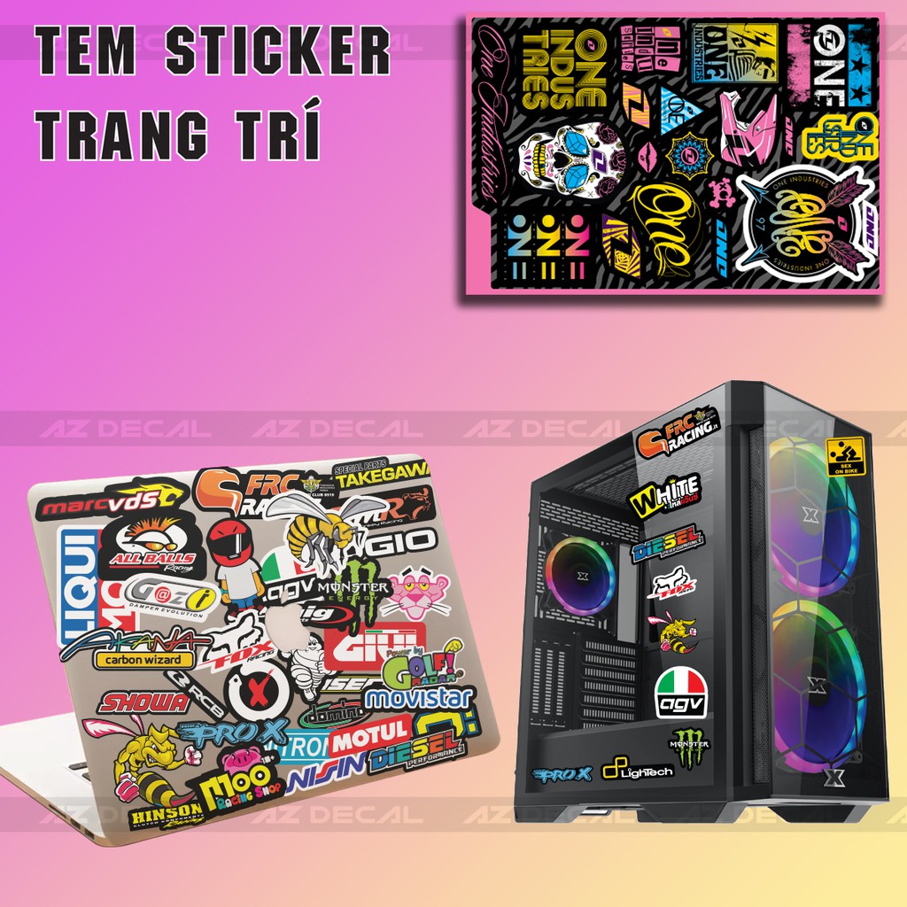 Set Sticker Dán Xe Chủ Đề One Indus Tries 01 | Trang Trí Xe Máy, Xe Điện, Nón Bảo Hiểm, Laptop, Điện Thoại