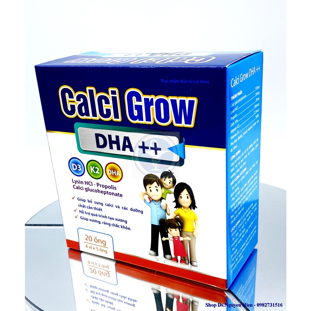 VIÊN BỔ SUNG CALCI GROW DHA++  - HỖ TRỢ BỔ SUNG CALCI VÀ KHOÁNG CHẤT -  HỘP 20 ỐNG