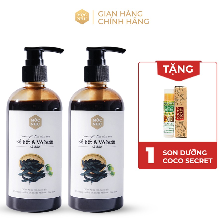 Bộ 2 chai nước gội bồ kết &amp; vỏ bưởi Mộc Nhu - Giảm Rụng Tóc &amp; Kích Thích Mọc Tóc