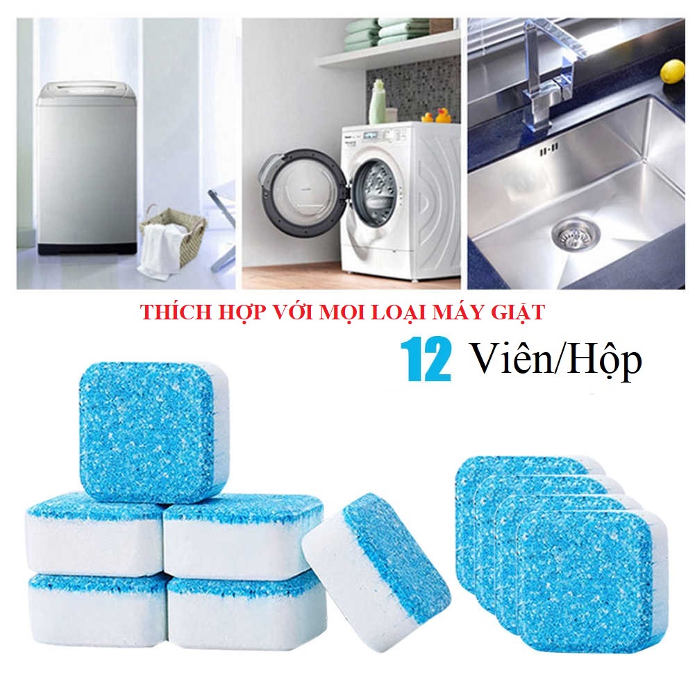Tẩy MÁY GIẶT hộp 12 viên Vệ Sinh Lồng Máy Giặt - Diệt Khuẩn - Tẩy Cặn Bẩn Máy Giặt Siêu Sạch
