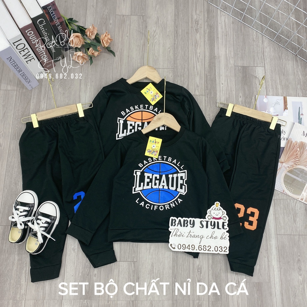 Bộ quần áo nỉ thu đông, Set đồ bộ &quot;LEGAUE&quot; 14-45kg cho bé trai 4-15 tuổi. Năng động, thoải mái. B45