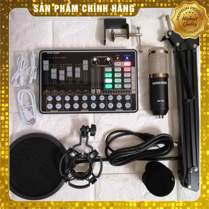 Combo Hát Thu Âm Livestream Mic Bm900-Sound card H9 có AutoTune kèm phụ kiện bảo hành 6 tháng