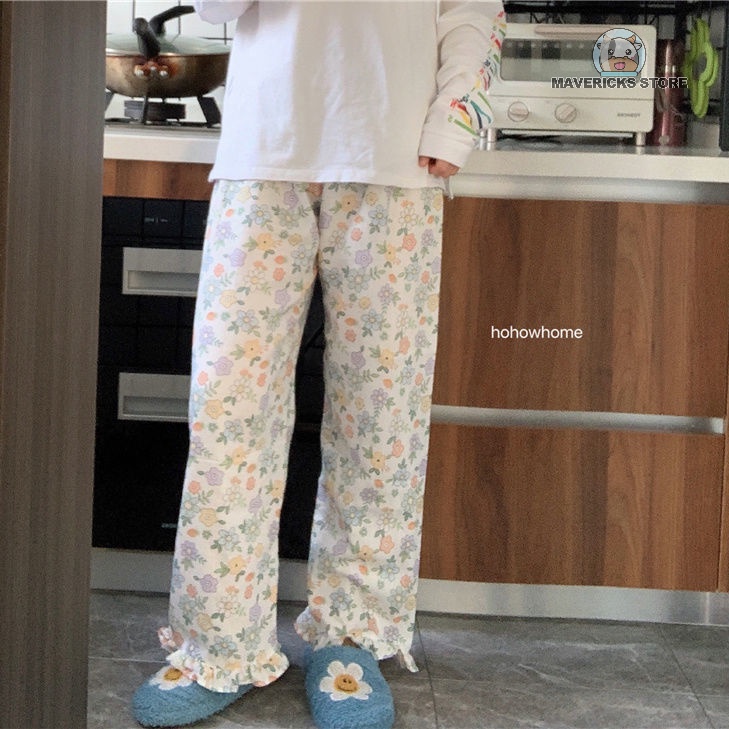 Quần Dài Lưng Cao In Họa Tiết Hoa Phong Cách Hàn Quốc Thời Trang Mùa Hè Độc Đáo Cho Nữ
