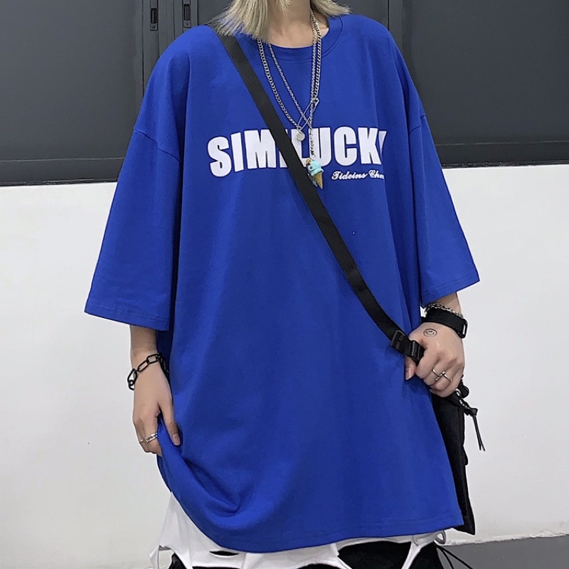 Áo phông ,áo thun tay lỡ form rộng chất coton dày đẹp in chữ lucky