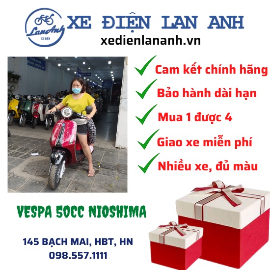 XE GA 50CC VESPA NIOSHIMA - BẢO HÀNH CHÍNH HÃNG 2 NĂM - XE ĐIỆN LAN ANH