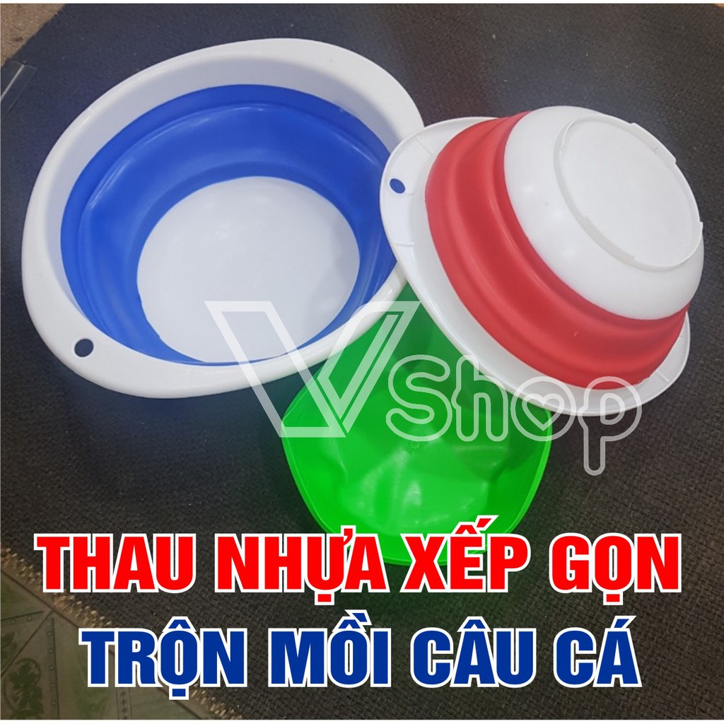 Bát pha mồi, thau trộn mồi câu cá,chất liệu nhựa dẻo, xếp gọn  .Vshop.
