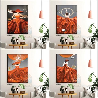 Tranh tráng gương cô gái phù hợp treo spa thẩm mỹ viện