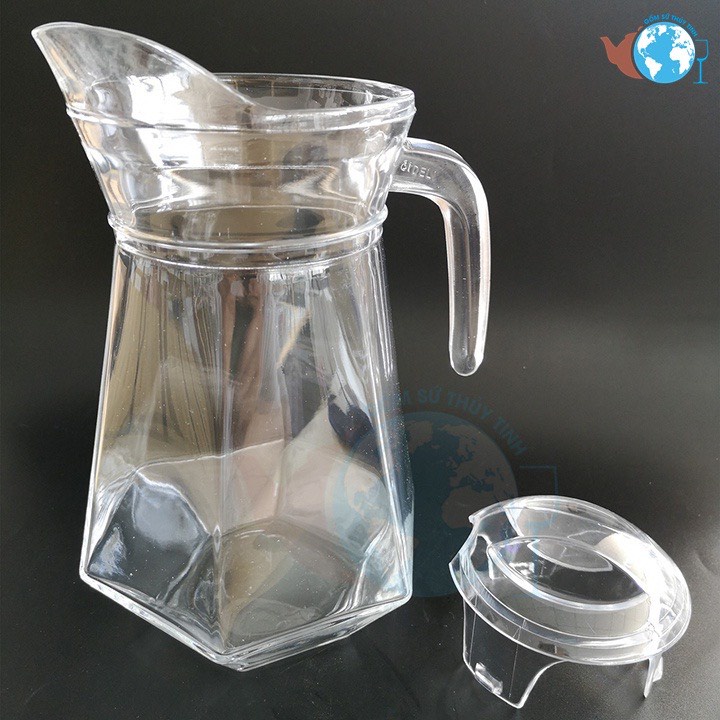 Bình nước thủy tinh cao cấp đáy góc cạnh dung tích 1300ml