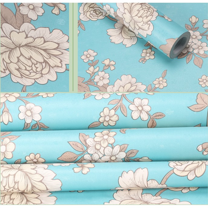 Decal giấy dán tường hoa cúc xanh