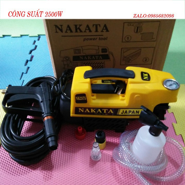 máy rửa xe NAKATA nhật bản 2500W lõi đồng tặng bình tạo bọt