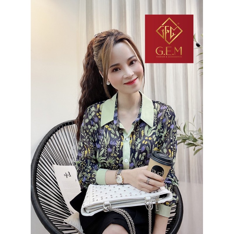 ÁO SƠ MI NỮ CỔ ĐỨC CÁCH ĐIỆU PHỐI HOA VĂN LẠ - ĐI HỌC ĐI LÀM CÔNG SỞ ĐỀU ĐƯỢC - DỄ PHỐI CHÂN VÁY HAY QUẦN TÂY - JEAN