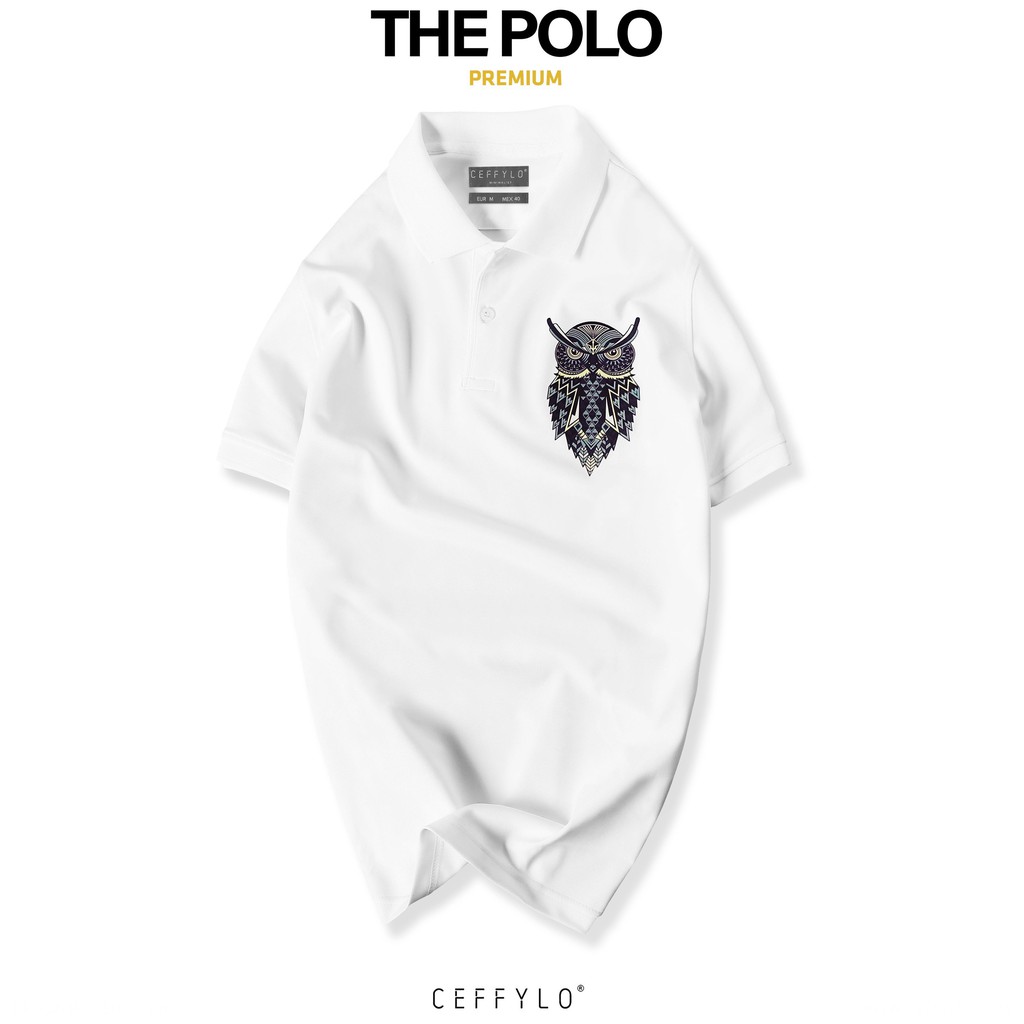 Áo polo nam cao cấp, có cổ, cotton, co giãn 4 chiều Ceffylo. Áo thun nam cộc tay, họa tiết cú nổi bật | BigBuy360 - bigbuy360.vn