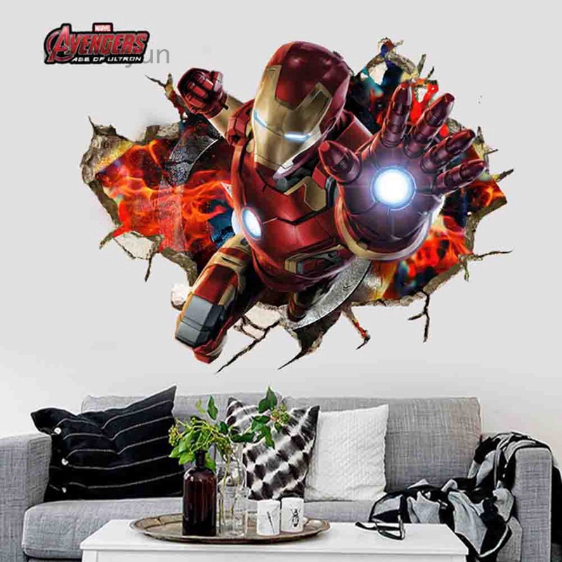 Giấy Dán Tường Hiệu Ứng 3d Hình Iron Man Đẹp Mắt