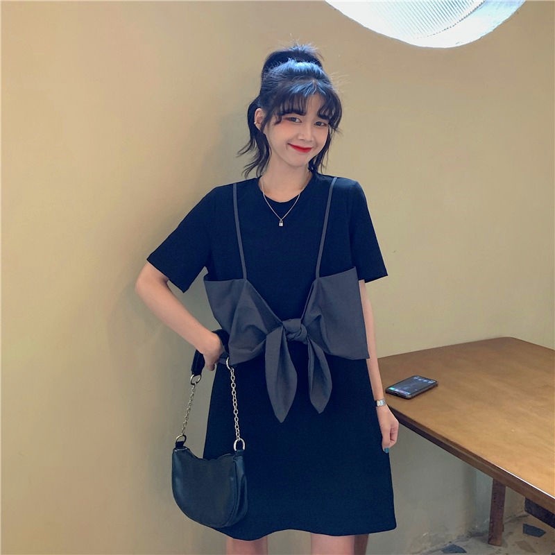 Đầm Thun Giả Hai Lớp Dáng Rộng Thời Trang Mùa Hè