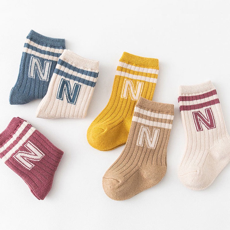 Vớ Cotton Mềm Co Giãn Thoải Mái In Chữ Dễ Thương Cho Bé