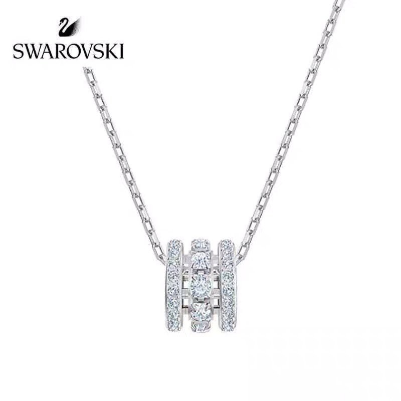 white gold three ring full diamond necklace small waist clavicle chain S925 silver fashion jewelry