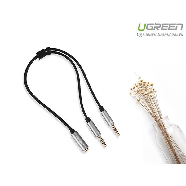 Cáp Audio 3,5mm âm ra 2 đầu 3,5mm 1 Mic 1 loa chính hãng Ugreen 20899 mạ vàng cao cấp