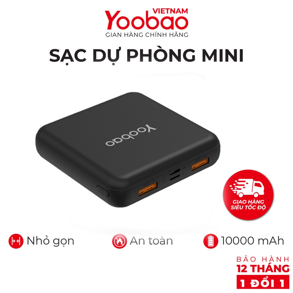 [CHÍNH HÃNG-BH 12 THÁNG] Sạc dự phòng YOOBAO M4 mini 10000mAh Pin Li-Polymer cho điện thoại, máy tính bảng...