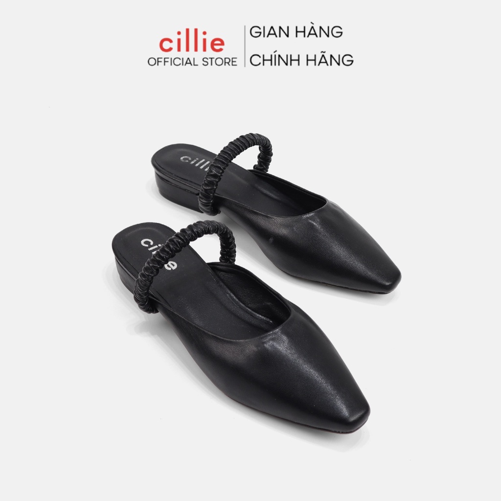 Giày sục nữ mũi vuông trendy quai ngang nhẹ nhàng thanh lịch gót cao 2cm đi biển đi dạo phố đi chơi Cillie 1065