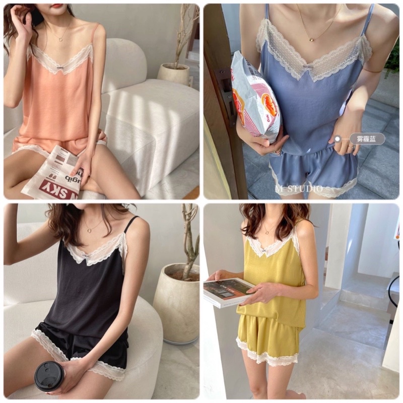[Quà Tặng Kèm] Bộ Đồ Ngủ 2 Dây Cao Cấp,Đồ Ngủ Sexy Mỏng Mát