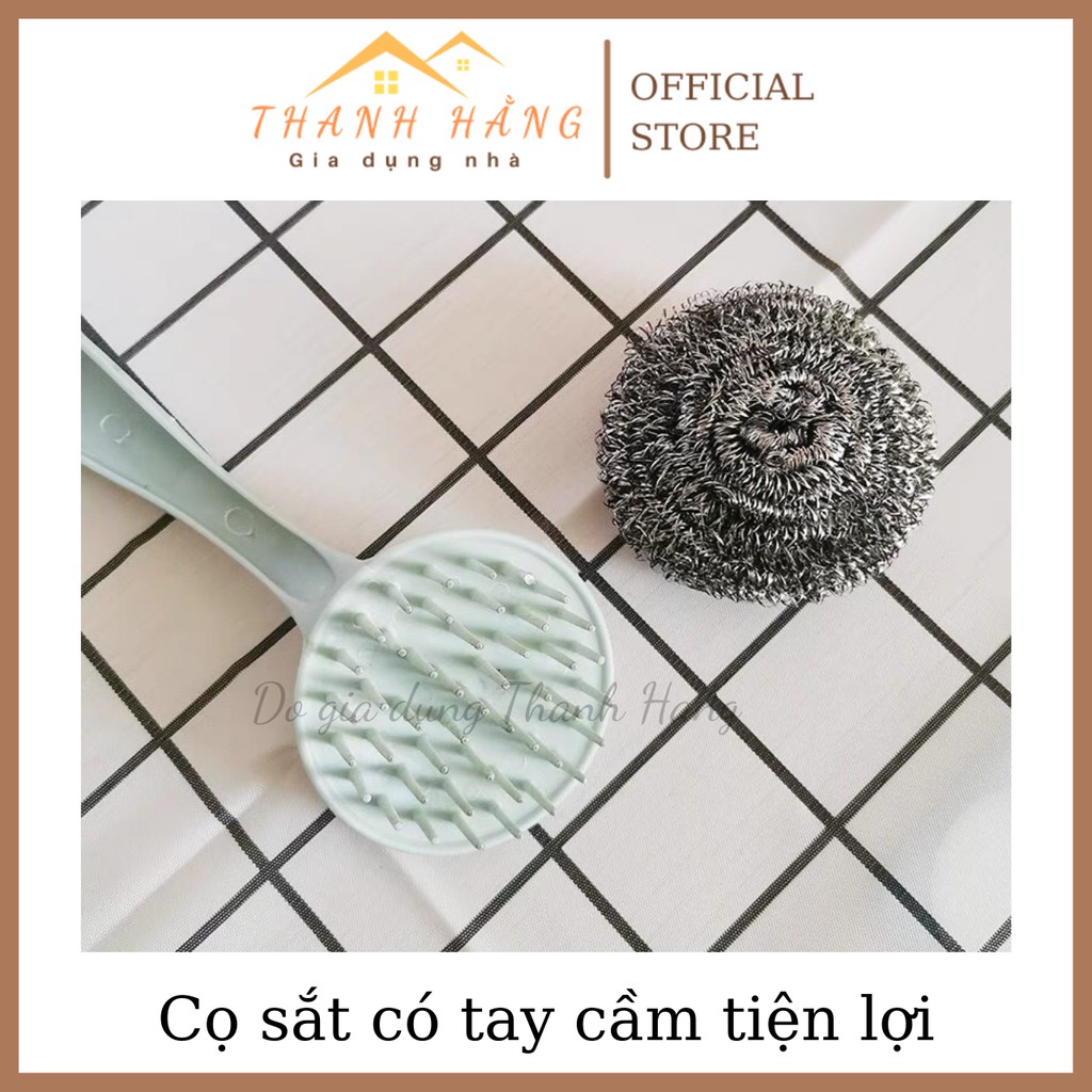 Cọ sắt có tay cầm loại to cao cấp freeship cọ xoong chảo nồi làm sạch vết bẩn