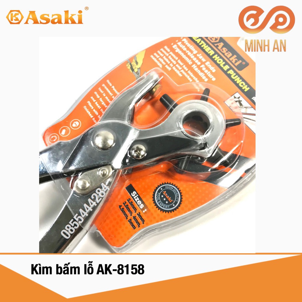 Kìm bấm lỗ - đột lỗ thắt lưng [HÀNG CHÍNH HÃNG] ASAKI AK-8158
