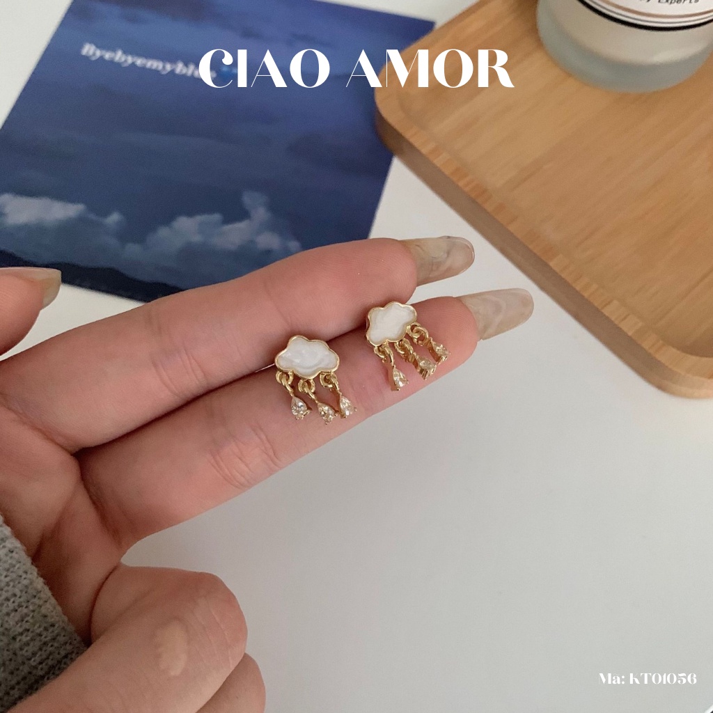 Khuyên tai nữ, Bông tai ngắn dễ thương đám mây mưa Trang sức Ciao Amor - KT0156