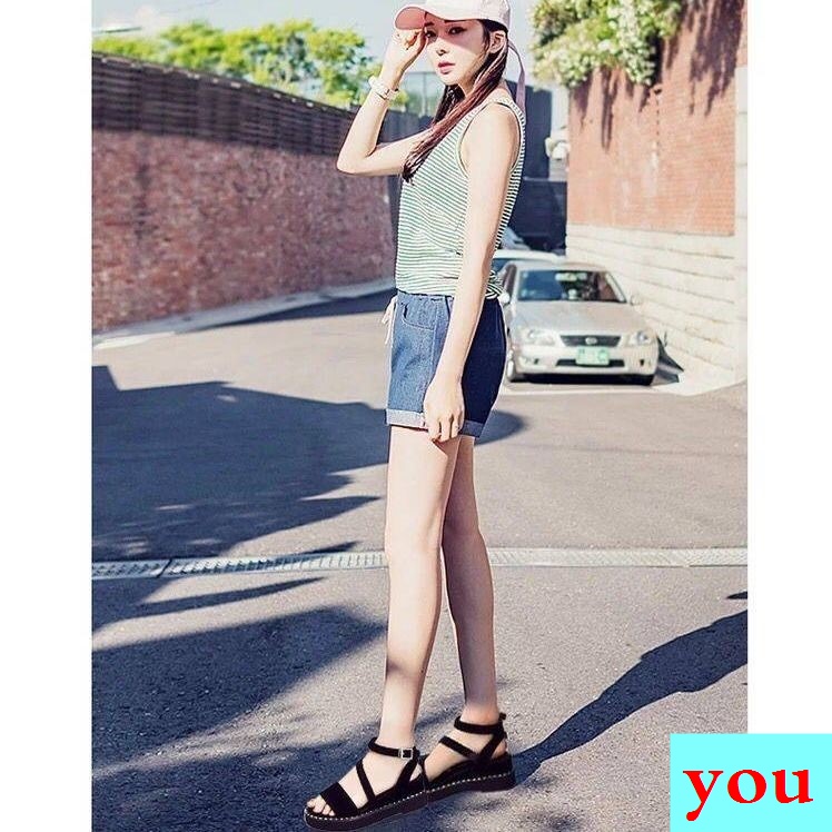 Giày Sandal Mùa Hè Đế Xuồng Dày Dặn Cài Khóa Sau Lưng Phong Cách La Mã Chống Trượt Cho Nữ 22