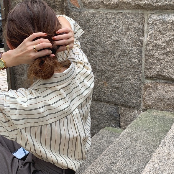 Áo sơ mi Peppermint 45759 dài tay kẻ sọc thời trang cho nữ